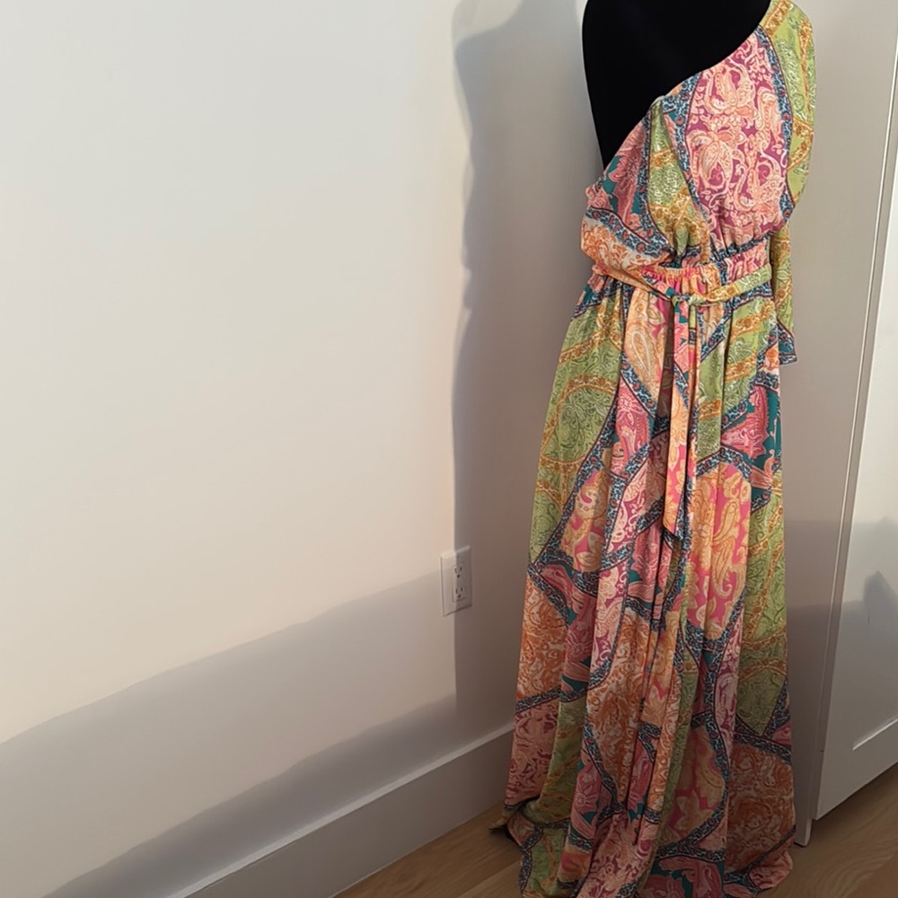 Elegant Multicolor One-Shoulder Dress - Picture 6 of 7